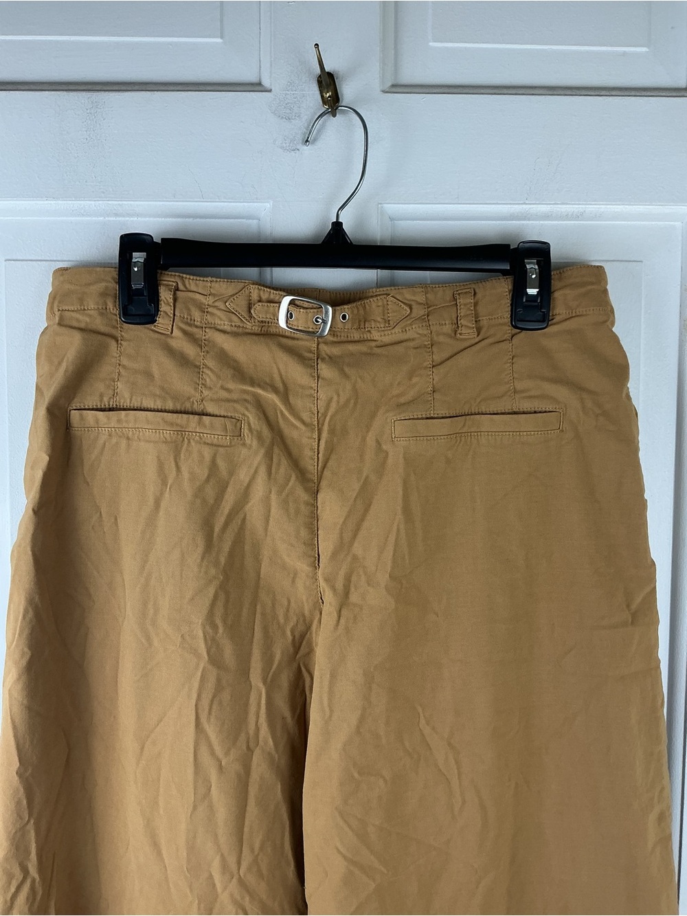 Anthropologie Wide Leg Trousers Low Rise 10.5" Size 6 Tall Tan Wheat - Picture 6 of 9